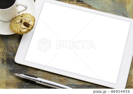 mockup of digital tablet with a blank isolated screen 86954959