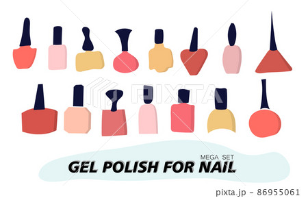 A set of jars with gel nail polish. Objects and materials for a beauty and fashion salon. Vector illustration. 86955061