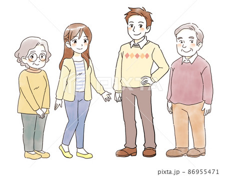 老夫婦と若夫婦のイラスト 老夫婦と若夫婦のイラスト 86955471