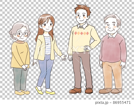 老夫婦と若夫婦のイラスト 老夫婦と若夫婦のイラスト 86955471