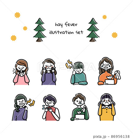 花粉症の症状のイラストセット 86956138