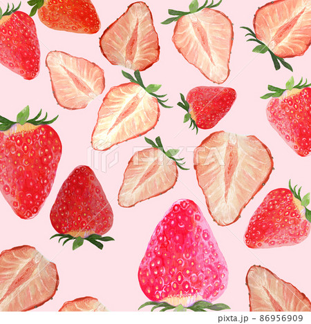 イチゴパターン微ピンク背景 正方形のイラスト素材 イチゴパターン微ピンク背景 正方形のイラスト素材