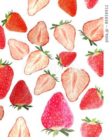 イチゴパターン白背景 縦のイラスト素材