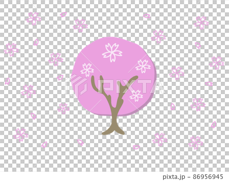 桜の木と花吹雪のイラスト 桜の木と花吹雪のイラスト 86956945
