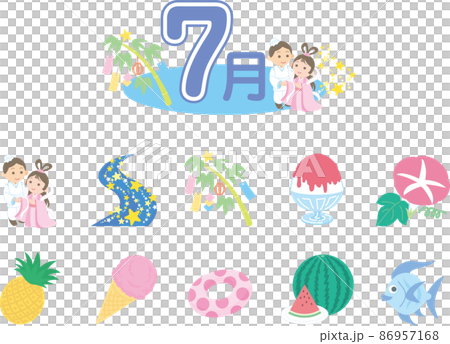 7月のイラストセット 86957168