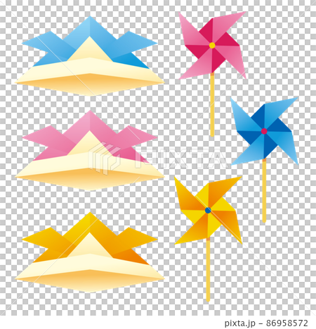 Origami of helmet and pinwheel Origami of helmet and pinwheel 86958572
