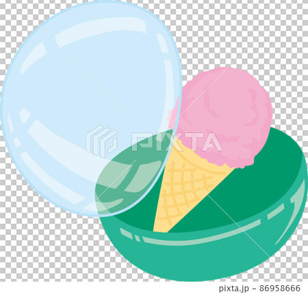 7月のガチャポンカプセル_イチゴのアイス_カプセル半開き 86958666