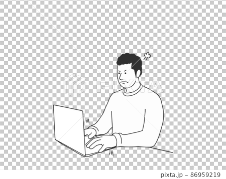 Frustrated man during remote work Frustrated man during remote work 86959219