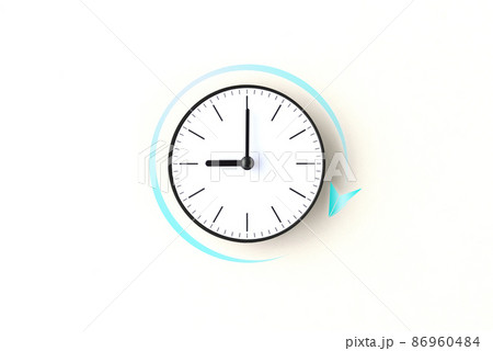 時間の経過イメージ―時計と紙飛行機のピクトグラム・中央配置 86960484
