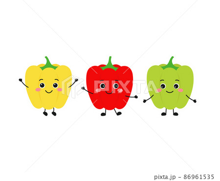 vector illustration with cute red, green and yellow pepper 86961535