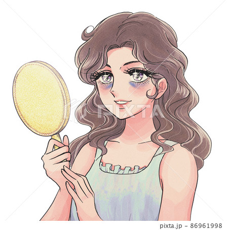 青くまが目立つレトロ少女漫画風の女性 青くまが目立つレトロ少女漫画風の女性 86961998