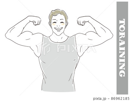 筋肉を自慢するスポーツマン 86962185
