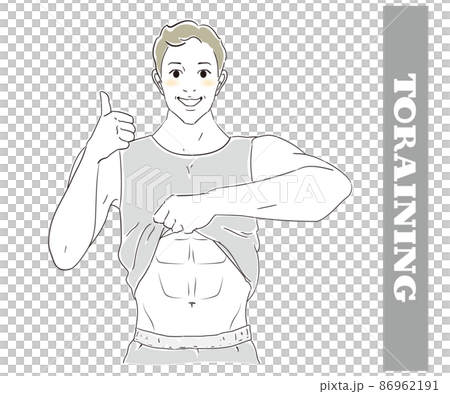 顯示腹肌的健身教練 顯示腹肌的健身教練 86962191