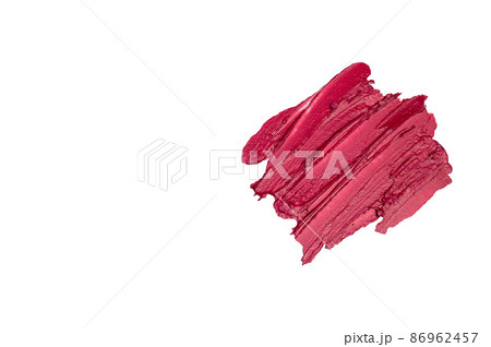 Smear of red, scarlet, lipstick on a white background. Smear of red, scarlet, lipstick on a white background. 86962457
