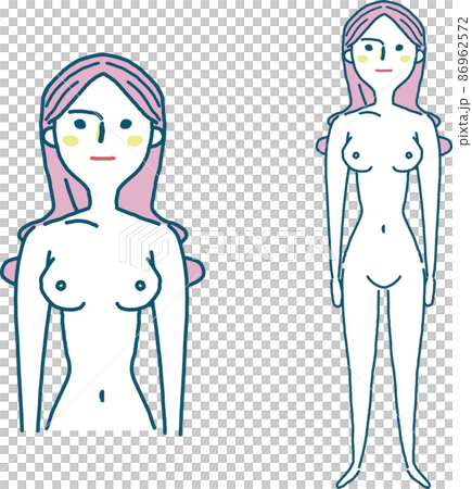 Nude woman full body drawing upper body drawing set illustration material 86962572