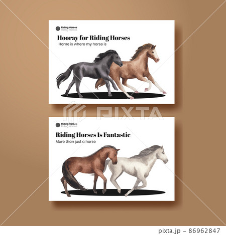 Facebook template with horseback riding concept,watercolor style 86962847