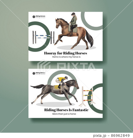 Facebook template with horseback riding concept,watercolor style 86962849