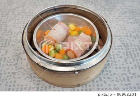 Yummy dim-sum or streamed dumplings, High angle view 86963201