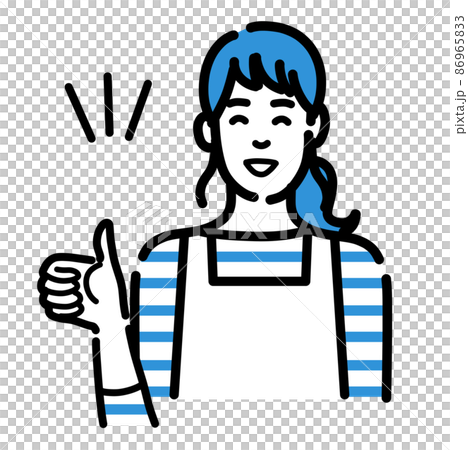 Housewife wearing an apron with a smile and... - Stock Illustration ...