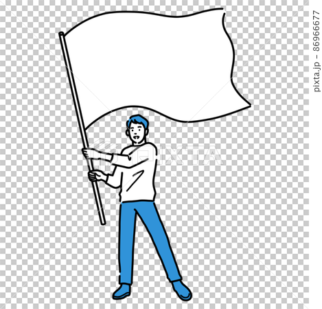 全身拿著旗子的年輕人 86966677