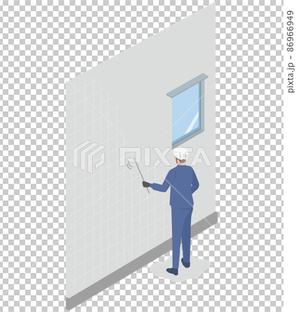 ビルやマンションの外壁調査を行う業者のアイソメイラスト 86966949