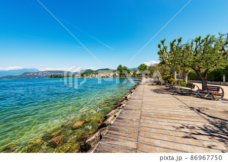 Bardolino Verona Veneto Italy - Promenade on Lakeshore of Lake Garda 86967750
