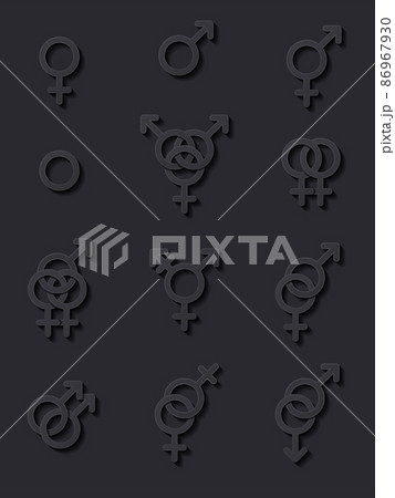 Set of gender symbols. Sexual identity icons. Vector illustration. Set of gender symbols. Sexual identity icons. Vector illustration. 86967930