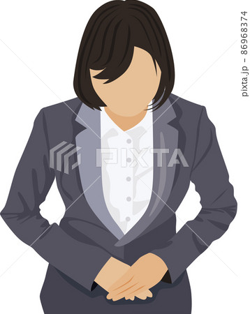 女性スーツお辞儀イラスト 女性スーツお辞儀イラスト 86968374