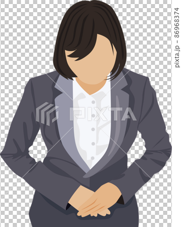 女性スーツお辞儀イラスト 女性スーツお辞儀イラスト 86968374