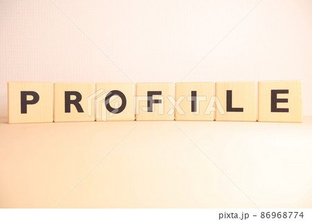 PROFILE（プロフィール・自己紹介）の木製のアルファベットブロック（ロゴ・アイコン・テキスト） 86968774
