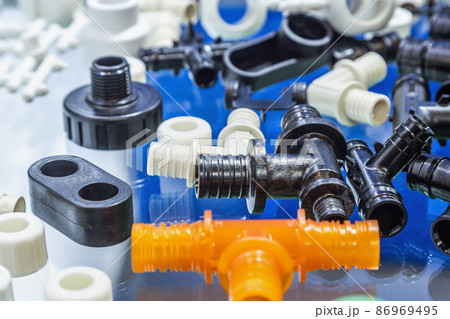 goods and plastic parts on the store counter 86969495