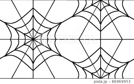 蜘蛛の巣をイメージしたモノクロシームレス柄 白背景 のイラスト素材