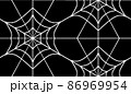 蜘蛛の巣をイメージしたモノクロシームレス柄【黒背景】 86969954