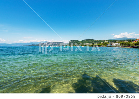 Panoramic view of Lake Garda from the Bardolino Village - Verona Veneto Italy Panoramic view of Lake Garda from the Bardolino Village - Verona Veneto Italy 86970858