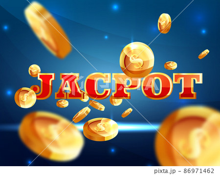 Jacpot. Golden slot machine wins the jackpot. Online casino. Web landing page template or banner for internet casino. 86971462