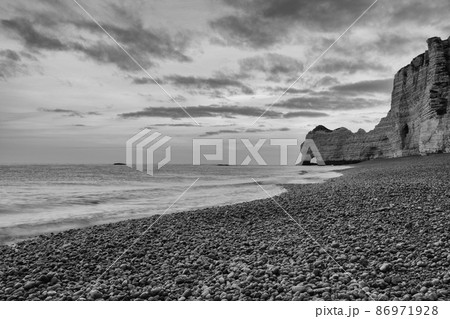 Very early morning on the beach in Etretat, Normandy, France, 86971928