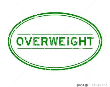 Grunge green overweight word oval rubber seal stamp on white background 86972382