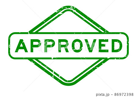 Grunge green approved word rubber square seal stamp on white background Grunge green approved word rubber square seal stamp on white background 86972398