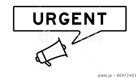 Megaphone icon with speech bubble in word urgent on white background Megaphone icon with speech bubble in word urgent on white background 86972401