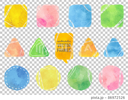 水彩彩色方形/三角形/圓形迷你框架套裝 86972526