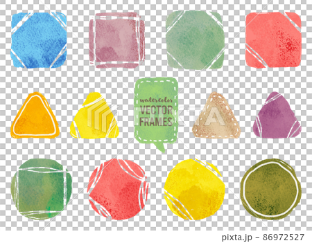 水彩彩色方形/三角形/圓形迷你框架套裝 86972527