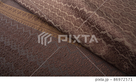 Close up of texture of Thai cotton knitted seamless pattern fabric. Close up of texture of Thai cotton knitted seamless pattern fabric. 86972571