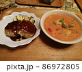 豆腐ハンバーグとトマトクリームスープ 86972805