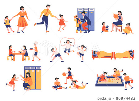 Kindergarten Playing Kids Set 86974432