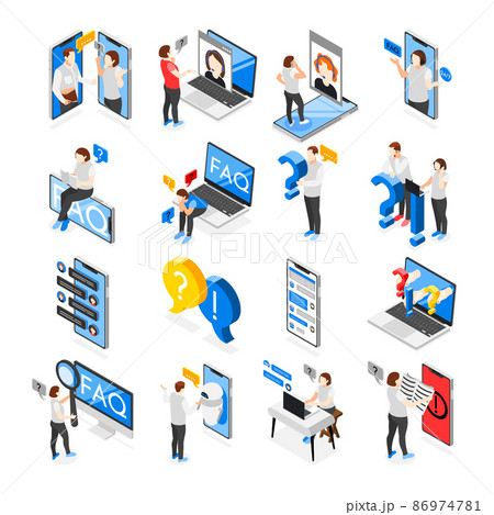 Frequently Asked Questions Isometric Icons 86974781