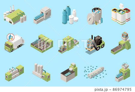 Plastic Production Icons Set 86974795