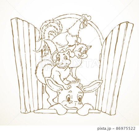 Vector drawing. The Bremen Town Musicians 86975522