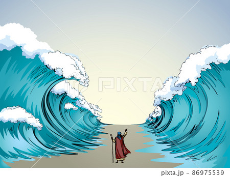 Moses with the staff. Vector drawing 86975539