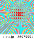 Retro multicolor rays comic trendy background with red heart gradient halftone and dotted shades pop art style. Vector illustration. 86975551