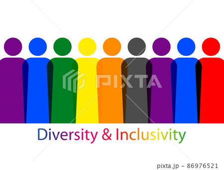 Inclusion and diversity. Silhouettes of people and LGBTQ+ set, people portrait vector logo for website, banner gay pride concept, colorful rainbow sign vector isolated on white background Inclusion and diversity. Silhouettes of people and LGBTQ+ set, people portrait vector logo for website, banner gay pride concept, colorful rainbow sign vector isolated on white background 86976521